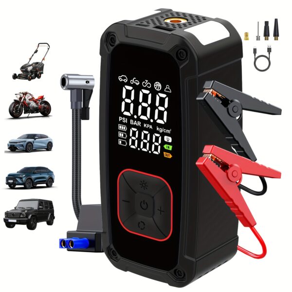 5000A Jump Starter with Air Compressor, 5-in-1 Function Jump Box 150PSI Jump Start Battery Pack and Digital Tire Inflator, Car Battery Charger Portable 2.64 Gallon Gas or 2.38 Gallon Diesel Battery Charger, Car Jump Starter Portable