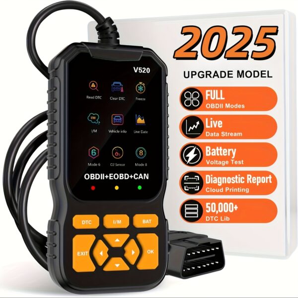 Professional OBD2 Diagnostic Scanner Tool, USB Powered, Engine Fault Detector, Code Reader, Battery Tester, I/M Ready, 10 Language Support, Suitable for All OBD II Protocol Cars Since 1996, No Battery Required