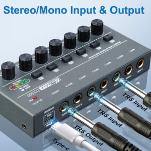 6-Channel Mixer, DC 5V, 6 Stereo Ultra-Low Noise 6-Channel for Submixing - Ideal for  clubs or bars as a mixer for guitars, basses, keyboards - Ideal for musicians and DJs - Perfect for live performances and studio recordings, Dj Equipment, Music Mixing, Portable Mixer, Professional Audio, Highquality Components, Precision Mixing, Audio Mixer, Recording Artists