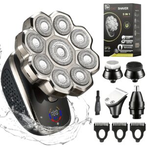 9D Upgraded Version, Men's Electric Shaver, IPX5 Waterproof Wet And Dry Double Shaving, LED Screen Display+USB-C Fast Charging, 9/7 Rotary Cutter for Bald Head, Nose Hair Trimming+Cleansing Massage Set, Dry Shaving, Wet Shaving, Sleek Design, Modern Shaver, Smooth Shave, Precision, Usbc Shaver, Men's Grooming, Travel Shaver