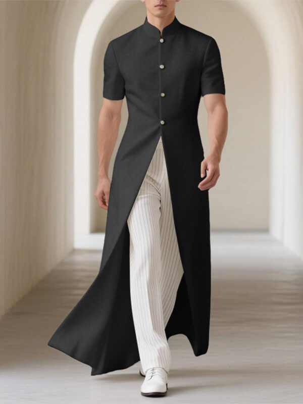 INCERUN Men's Lightweight Jacket - Black Formal & casual blazer, Loose Fit Single-Breasted Coat with Mandarin Collar, Machine Washable Outerwear for Office, Wedding, Party - Minimalist Men's Cardigan