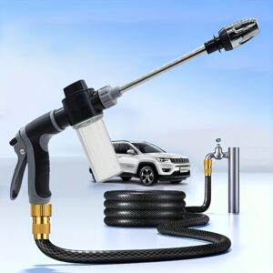 6e425e72-a5d3-4c1b-bcd3-88ffc10d8895.jpg High Pressure Water Gun, Adjustable Garden Hose Wand Nozzle Sprayer, 100ml Capacity 10~20meter Distance Foam Washer Spray Cleaning Tool, for Lawn & Garden, Washing
