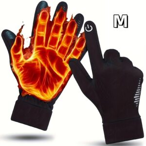 1 Pair Winter Gloves for Men & Women - Extreme Cold Weather Gloves with Touchscreen Compatibility, Thermal Insulation, Non-Slip Grip - Windproof & Snowproof Gloves for Running, Hiking, Skiing, Motorcycle Riding - Black Cold Weather Gloves for Outdoor Activities, Winter Accessories, Hiking Essentials, Sleek Glove Design, Durable Glove Material, Skiing Gear, Coldweather Wear, Reinforced Stitching, Running Enthusiasts