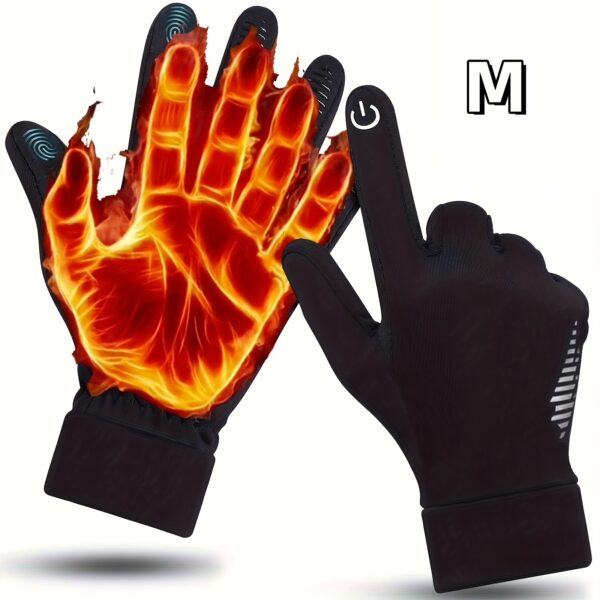 1 Pair Winter Gloves for Men & Women - Extreme Cold Weather Gloves with Touchscreen Compatibility, Thermal Insulation, Non-Slip Grip - Windproof & Snowproof Gloves for Running, Hiking, Skiing, Motorcycle Riding - Black Cold Weather Gloves for Outdoor Activities, Winter Accessories, Hiking Essentials, Sleek Glove Design, Durable Glove Material, Skiing Gear, Coldweather Wear, Reinforced Stitching, Running Enthusiasts