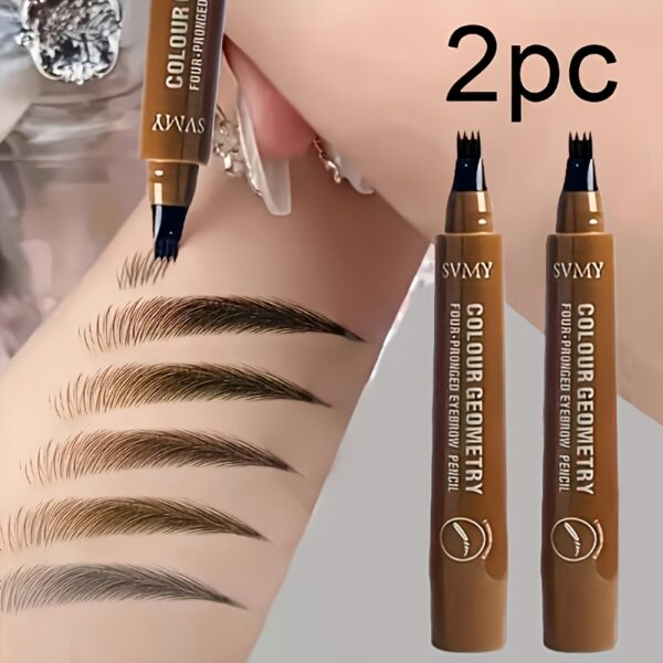 2-Pack Dual-Ended Eyebrow Pencils with Brush - Two-Tone Natural Makeup Effect, Waterproof & Sweat-Proof, Portable Compact Design for On-the-Go Touch-Ups, Light/Medium/Black Shades for All Light Beige Types, Sweatproof Cosmetics, Precise Application, Easy to Use, Brow Definer, Busy Professionals
