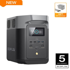 EcoFlow Rapid 20W GaN Charger with DELTA 2 1024 Portable Power Station (Separate Shipment), 7 X Faster Charging, 1024Wh LiFePO4 Battery with 3000+ cycle life Solar Power Bank, Expandable Capacity from 1-3kWh (if add Extra Battery), 1800W AC and 100W USB-C Output Power Station for Home or Outdoors Use
