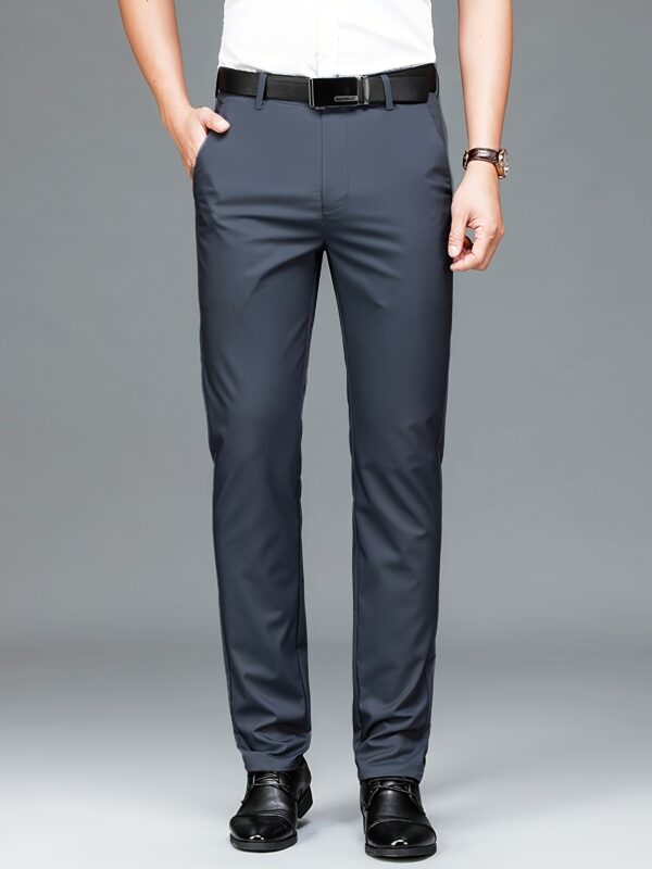Men's Stretch Business Dress Pants - Light Business Formal Tailored Trousers with Mid-Rise, All-Season Comfort, Machine Washable & Straight-Leg Fit for Office, Semi-Formal & Casual Attire - Versatile Workwear for Men