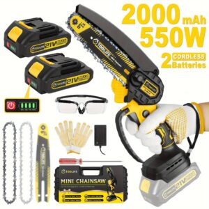 Mini Chainsaw Cordless, 6 Inch Portable Electric Chainsaw Compatible With Battery, Handheld Battery Powered Saw For Tree Trimming & Wood Cutting, Outdoor Survival Tools, Gardening Supplies, Best Tool Gift For Men & Dad