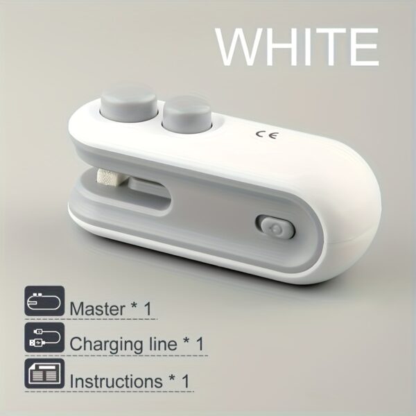 1pc Automatic Snack Bag Sealer with Magnetic Lid & USB-Powered Operation - Portable Hand-Powered/USB Charging, Lithium, 16W Energy Efficiency, Ergonomic Handle, Compact & Lightweight for Chips, Cookies, Potato Chips Bags - Ideal for Home, Travel, Camping, Picnic - Magnetic Seal System, USB Charging Cable Included (Compatible with Smartphones/Tablets/Battery-Free Use)