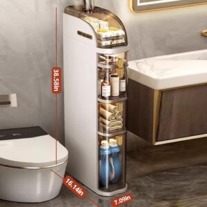 Bathroom Floor Cabinet Narrow Slim Gap Tower Organizer，Side Rolling Unit Towel Storage with Clear Drawers for Small Space Side Rolling Unit with Clear Drawers and Handle for Small Kitchen Laundry Living Room Toilet Gap