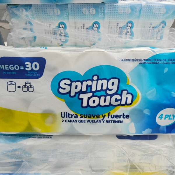 SpringTouch Heavy-Duty Commercial Toilet paper - Ultra Soft, Extra Strong & Tear-Resistant - 4-Ply Bathroom Paper with No Tears, Thick Undyed Sheets - Formaldehyde-Free, Compatible with Standard Roll Holders - for Home, Office, Hotel, Restaurant - 10-Roll Bundle ()