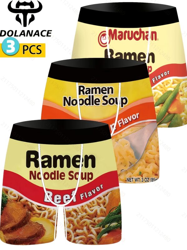 Set of 3 Cartoon Print Men'S Underwear, Knitted And Stretchy, Fashionable And Comfortable, Breathable for All Seasons.