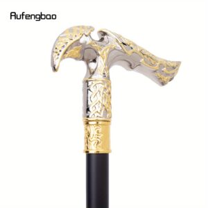 Elegant Golden And White Curved Flower Cosplay Cane, a Stylish Decorative Stick for Gentlemen, Measuring 92Cm, For Cosplay & Party