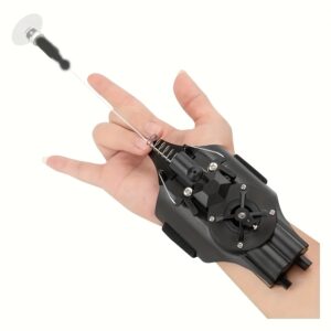 Spider Web Launcher with Elastic Web Shooter & Spinning Mechanism - Role Play Toy for Superhero Costumes, Outdoor/Indoor Fun - Durable Plastic Web Shooting Gadget & Adults (Black) - Themed Parties & Everyday Adventures