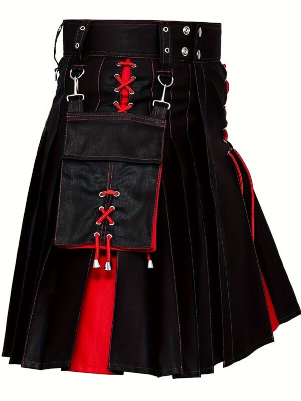 Men'S Traditional Color Blocking Scottish Style Pleated Kilts, Retro Gothic Punk Style Skirt Irish Highland Wedding Clothing As Gift