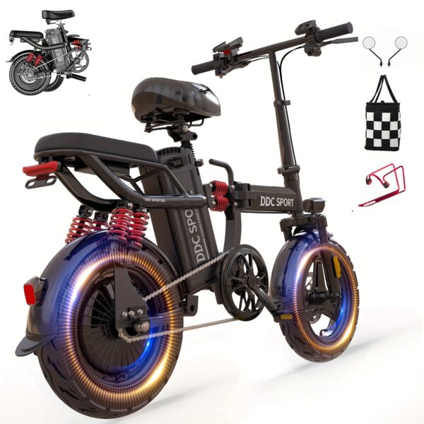 700W Folding E-Bike for Adults: Tackle 25° Hills & 20MPH Speeds. 35-Mile Range with 48V 20Ah Removable Battery, 385LBS Capacity & 11-Layer Shock Absorption for A Smooth Ride. Your All-in-One Commute & Adventure Solution