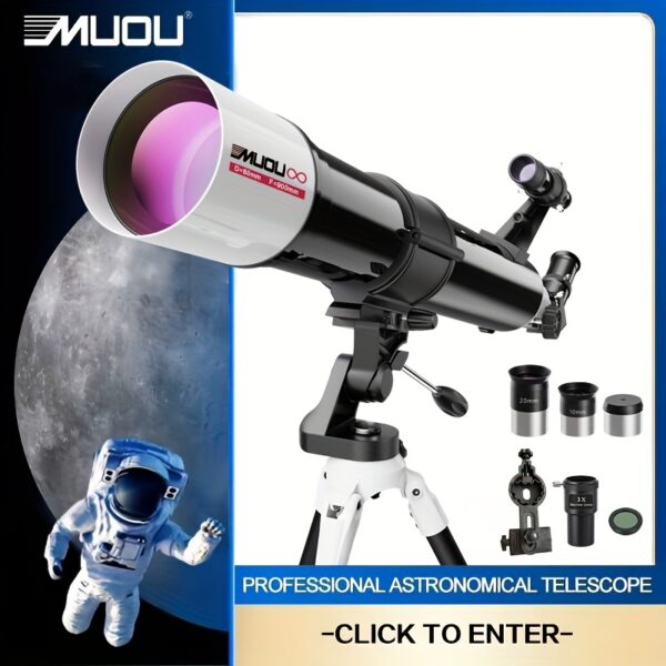 [45X-675X 80DX Telescope] 45X-675X 80DX 900mm Astronomical Telescope | Metallic Paint Body, Aluminum Alloy Tripod, Dual-Layer Four-Sided Coating, Manual Focus | Stargazing, Moon Viewing, Bird Watching, Christmas and Birthday Gift