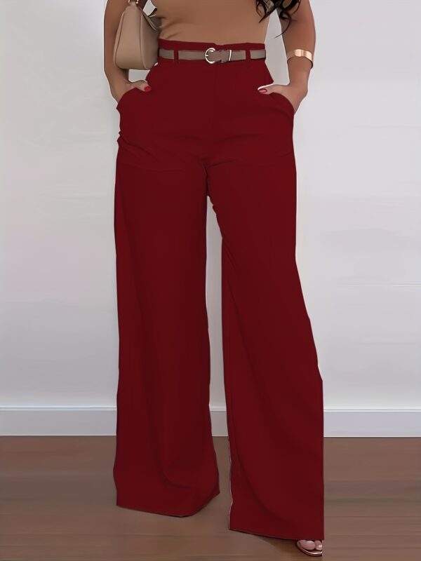 74d002e2-fbe0-4a34-9947-5470ffd73281.jpg Plus Size - Plus Size Women'S High-Waist Wide-Leg Pants - Solid Color, Polyester, Machine Washable, Comfort Fit for All Seasons, Versatile Fashion | Vibrant Look