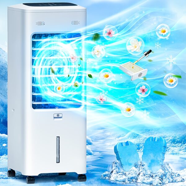 Portable Air Conditioners, Evaporative Air Cooler [40Hrs Lasting], Portable ac Unit w/ 2.6 Gal Water Tank & 3 Speeds, Personal Air Cooler with Remote, Fast Cooling Windowless Air Conditioner for Room