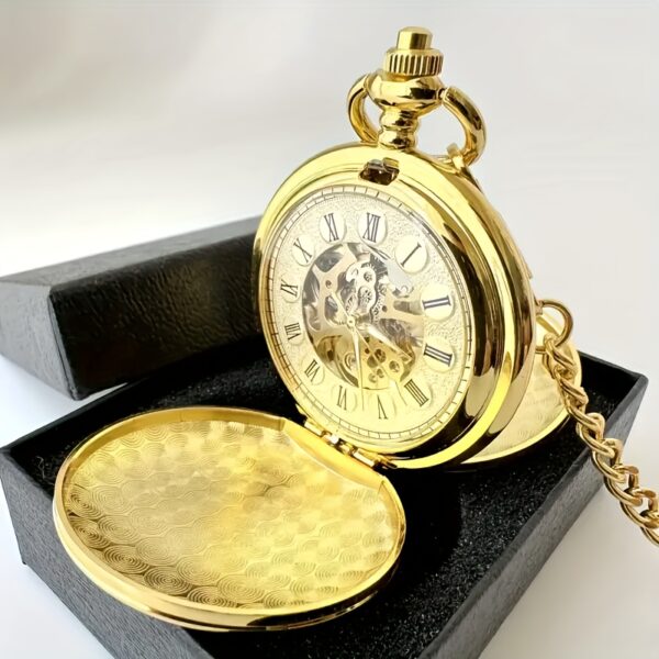 75a88e9c-7a2a-468e-837c-0bffedeb5a94.jpg A Retro Classic Skull Mechanical Pocket Watch With Roman Numerals And World Time, Featuring A Double-opening Design, Zinc Alloy Case, A Gift For Men And Women, Gift Item | Elegant Wristwatch | Complex Mechanical Design