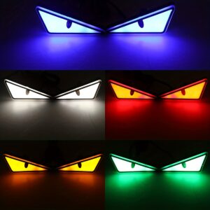 2 LED Eagle Eye Lights - High Brightness 12V USB-Powered Triangle Demon Eye Neon for Cars & Motorcycles, Fun Atmosphere Safety Driving Assist Light with Adjustable Brightness, Fit for All Vehicles, Motorcycle Lights, Vehicle Safety Accessories, Bold Design, Durable Construction, Without Battery