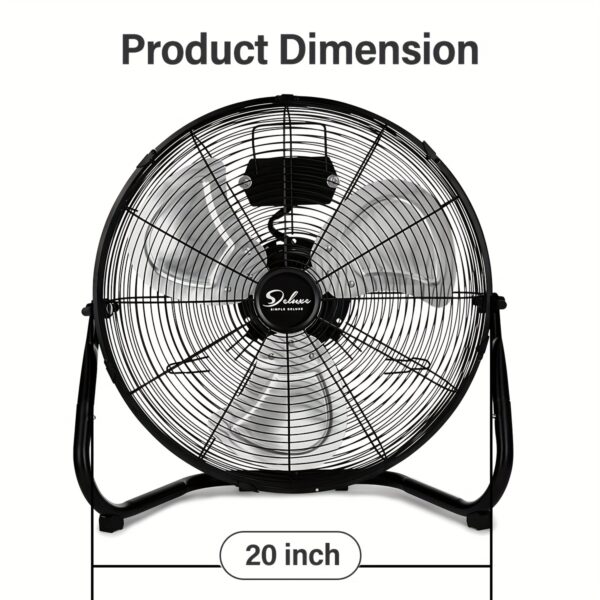 761d195b-fee3-45e5-8803-377cc617ccd0.jpg Simple Deluxe 20 Inch 3-Speed High Velocity Heavy Duty Metal Industrial Floor Fan For Warehouse, Workshop, Factory And Basement, Black, 1 Pack