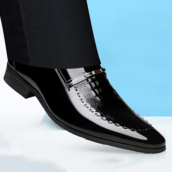 [Casual | Striped] Men's Casual Striped Pointed-Toe Loafers | All-Season Slip-On Tuxedo Dress Shoes | Upper & Lining, Rubber Sole, Business Casual Footwear for Men