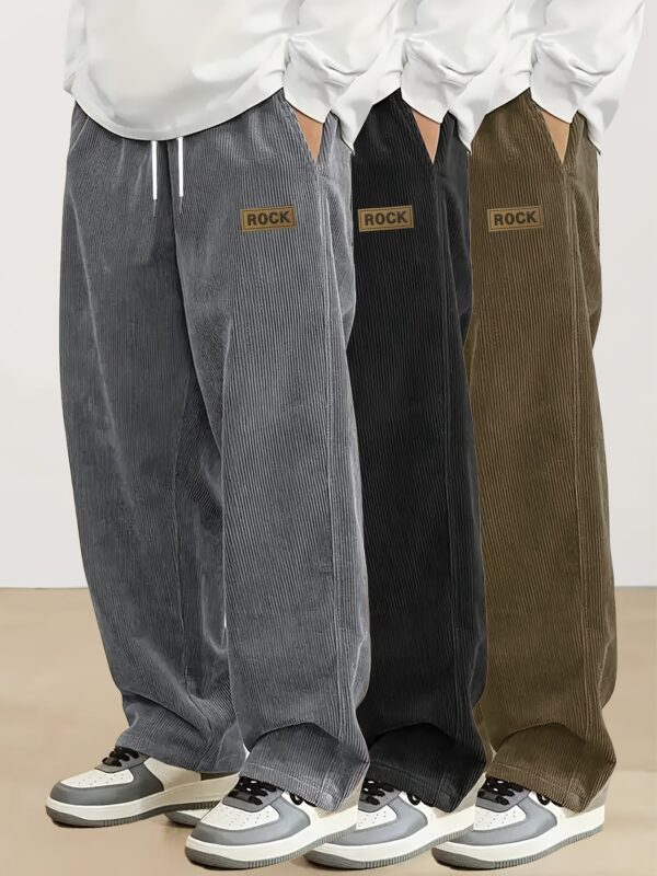 Men's stylish and cool corduroy jogger pants, comfortable fabric, double side pockets, mid-rise straight fit with a strong street vibe, very suitable for year-round wear, outdoor sports and leisure activities, loose fit, comfortable to wear.