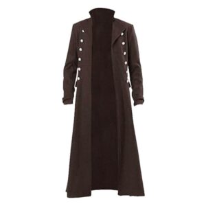 Medieval Gothic Overcoat Costume - Renaissance Double-Breasted Vintage cloak with Black long formal robe, Elegant Gothic Attire for Halloween, Cosplay, Themed Parties, Photoshoots - Non-Wearable Display Decoration, Photoshoot Prop, Dramatic Fashion, Intricate Design, Historical Clothing, Theater Performers
