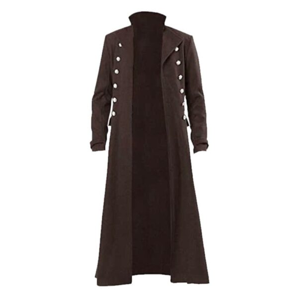 Medieval Gothic Overcoat Costume - Renaissance Double-Breasted Vintage cloak with Black long formal robe, Elegant Gothic Attire for Halloween, Cosplay, Themed Parties, Photoshoots - Non-Wearable Display Decoration, Photoshoot Prop, Dramatic Fashion, Intricate Design, Historical Clothing, Theater Performers