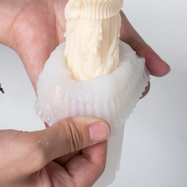 5pcs European Style Cylinder Silicone Candle Mold Set, Anniversary Theme, 3D Baroque Irregular Shape DIY Resin Wax Mold, Unique Handmade Craft Decoration Silicone Mold Kit