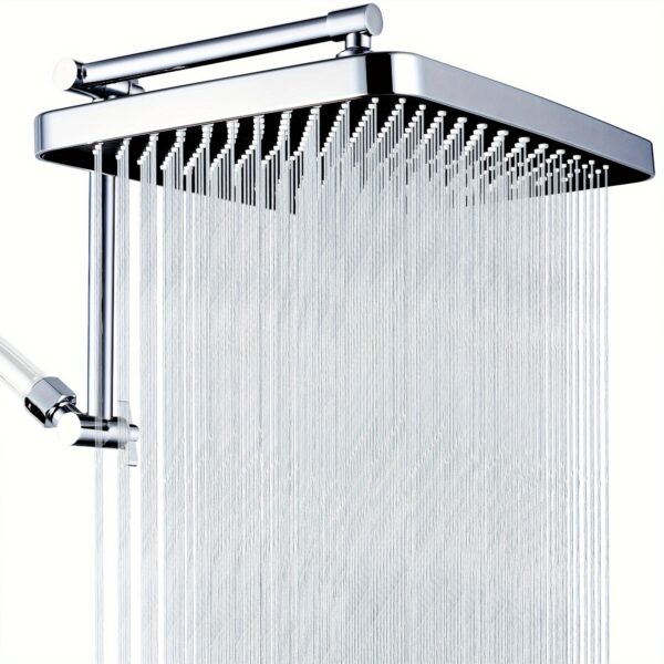 13 Inches Rain Shower Head With Extension Arm, Luxury Rainfall Shower Head, 16 Inch Metal Adjustable Shower Head Arm Extender With Lock Joints