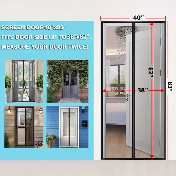 Magnetic Screen Door - Self Sealing, Heavy Duty, Hands Free Mesh Partition Keeps Bugs Out - 38 Inch X 83 Inch