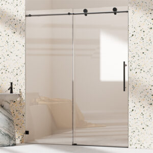 56-60" wide * 74" high Frameless single sliding soft close shower door, bathroom sliding shower door, 5/16" (8mm) thick Tempered glass door