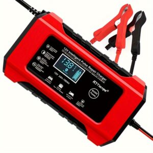 12V 6A Intelligent Pulse Repair Battery Charger For Cars, Trucks, Motorcycles, Lawn Mowers & Boats - Maintains & Extends Battery Life, Enhanced 2024 Version With LCD Screen, Seasonal Charging Modes