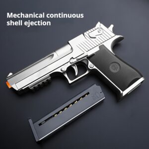 [Desert Eagle Toy Gun] Premium Silvery Desert Eagle Pistol Toy | Semi-Automatic Ejection Model Gun for Halloween Cosplay Props & Gifts