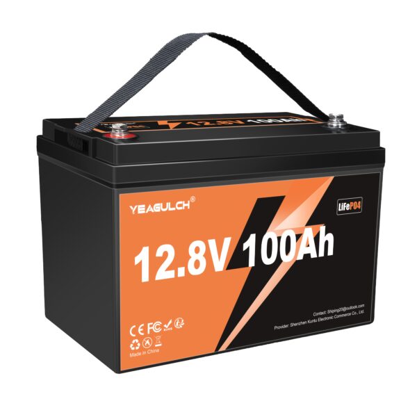 12V 100Ah LiFePO4 Lithium Battery with 100A BMS, Deep Cycle Marine Battery 12V, Max 1280Wh Energy, Group 24 for RVs, Vans, Trailers, Motorhomes, And Boats