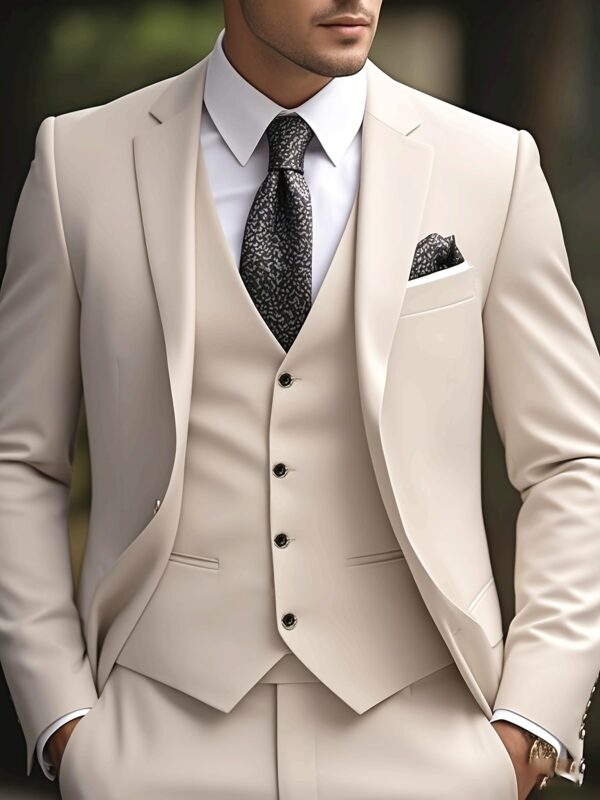 New Men's Suit Three-piece Set with Vest and Pants for Formal Occasions, Weddings, Parties