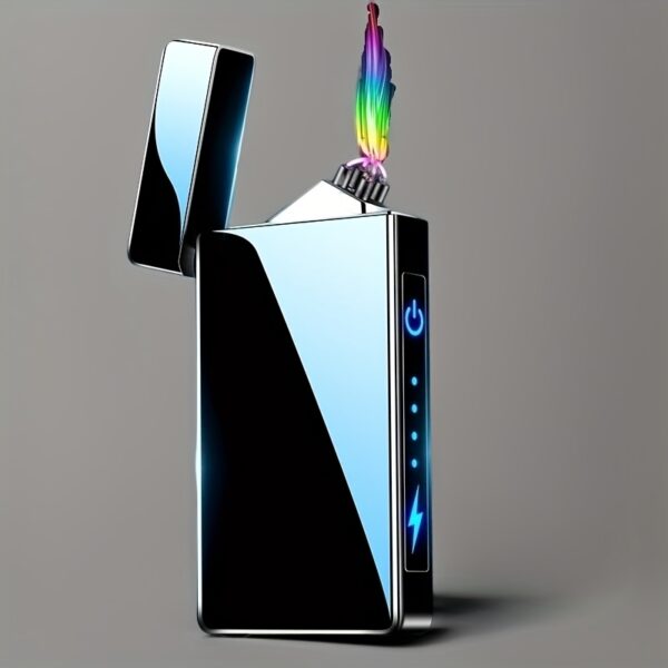 USB Windproof Electronic Lighter with LED Power Display & Dual Arc Ignition - USB-Powered Portable Lighter for Candles, Camping, Hiking, BBQ, Fireplace - Compatible with USB-C Devices, Ideal Men's Gift (Christmas, Valentine's, Father's Day) - No Refills/Flint/Sticks Needed