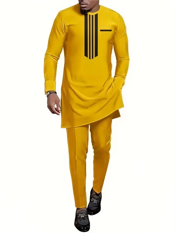 [African Dashiki Set] Traditional African Men's Dashiki Shirt and Pants Two-Piece Set | Wedding Attire