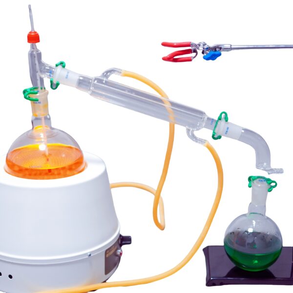 1pc Glass Distillation Head with Temperature Probe for Home Laboratory - Ideal for Alcohol Distillation and Extraction, Distillation Equipment | Sleek Design | Durable Glass, Distillation Equipment