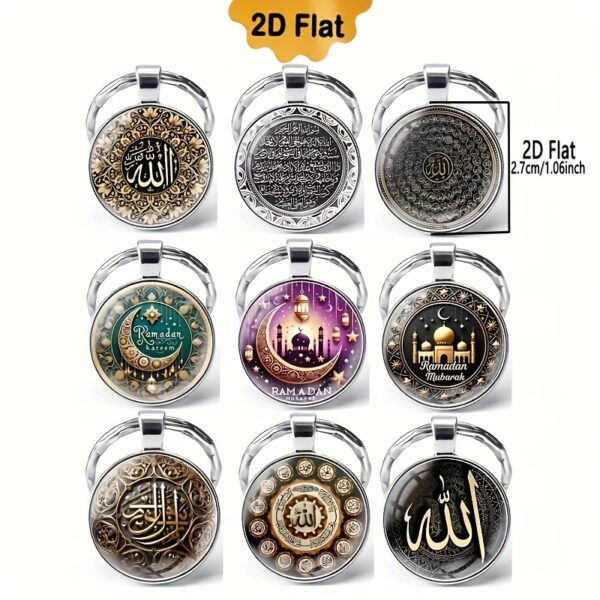 2D Flat - 99 Allah Name Keychains 9/18pcs 2D Flat Handmade Keychain Muslim Quran Ramadan Keychain Perfect Gift for Family and Friends Ramadan Suitable for Mother'S Day, Father'S Day, Thanksgiving Day, Christmas Day