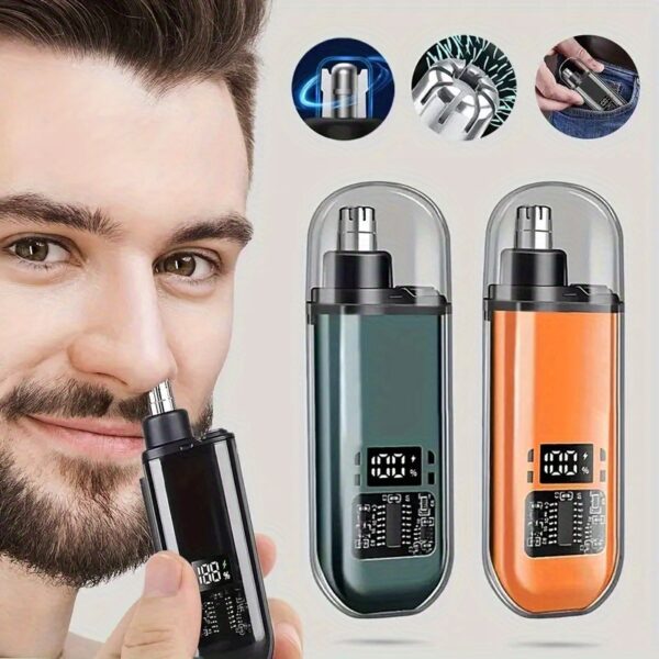 1pc Portable Electric Nose & Ear Hair Trimmer for Men & Women - USB Rechargeable with 500mAh Lithium Battery, Fast Charging via Computer & Car USB, Compact Durable Plastic Design, Efficient Personal Care Tool, Ideal Gift, Nose Hair Trimmer