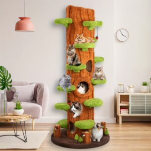 Oversized Luxury Cat Tree Tower for Multi-Cat Households - Tall Sturdy Design with Plush Platforms, Scratching Boards, Cat Condo & Top Perch - Durable Upholstered Cat Furniture for All Sizes