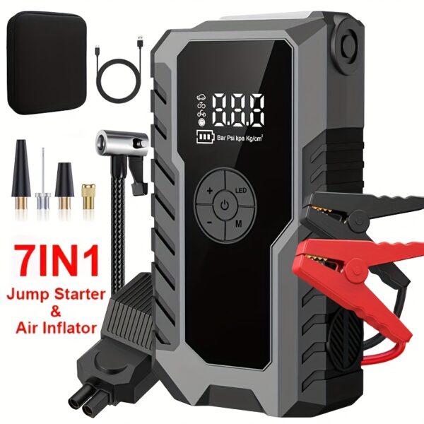 6000A Portable Wireless Car Air Pump/starting Power Supply, Car Single Starter, Start And Inflate All-in-one Machine, 2 Styles, Suitable for 12V (8.0 Liters Gasoline/1.72 Gallons Diesel) Fast Start Car, USB Input And Output, LED Emergency Light