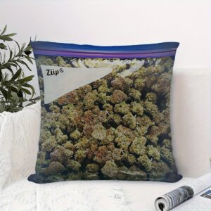 1pc 18x18 Inch Throw Pillow Cover - Extra Large Dank Weed Design Decorative Cushion Case, Suitable for Living Room Bedroom Sofa - Home Room Decoration - Party Decoration - Single-Sided Print - No Pillow Core