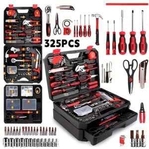[Fast Arrival] 325/53/46pcs Professional Automotive Master Tool Kit - Premium Tool Sets for Car, Bike, And Motorcycle Maintenance - Compact, Portable, And All-In-One Solution with Ratchet Wrench, Assorted Screwdriver Set, Without Battery