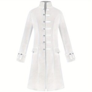 Steampunk Retro Stand-Collar Men'S Coat: Medieval-Inspired Mid-Length Jacket Windbreaker for Stage Costuming