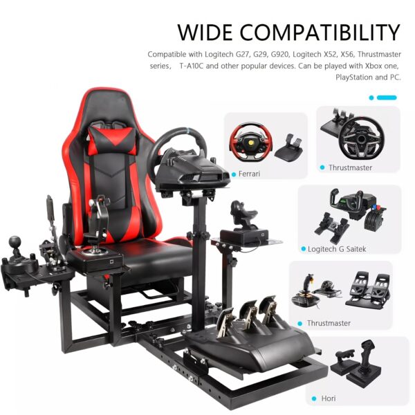 Zootopo G923 Flight Racing Simulator Cockpit with Ergonomic Seat Fits for Logitech/ Hotas Warthog/ Thrustmaster G29 G920T150, PC, Adjustable Steering Wheel Stand, Excluding Wheel, Pedal, Handbrake & Joystick