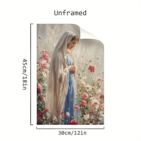 1pc Canvas Poster Our Lady of Lourdes, Mother Mary with Roses, Catholic Saint Wall Art, Christian Art for Prayer Room, Room Aesthetic Poster Gallery Dorm Bedroom Poster